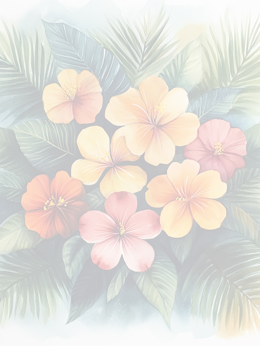Watercolor image of tropical flower arrangement